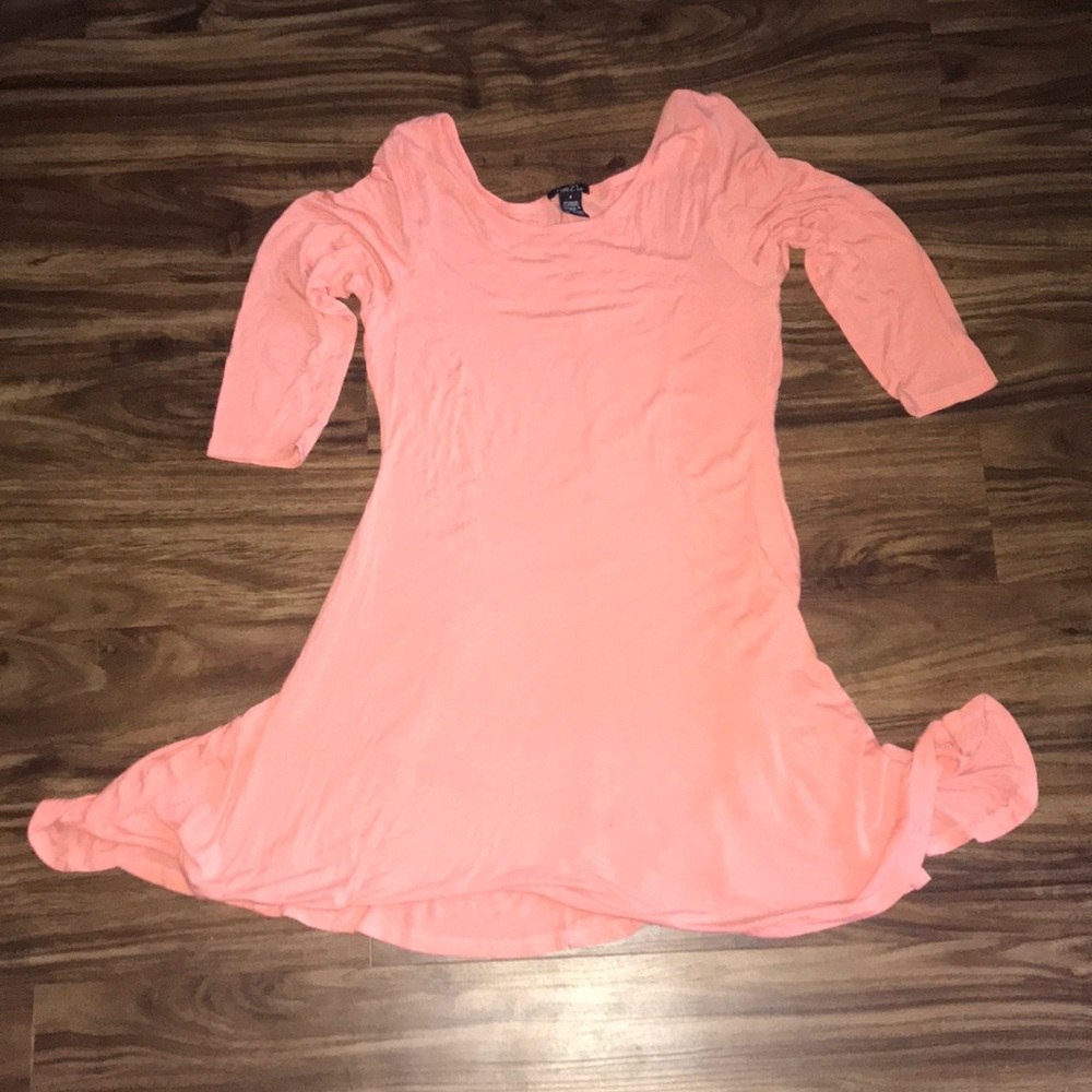 Long sleeve Salmon color dress